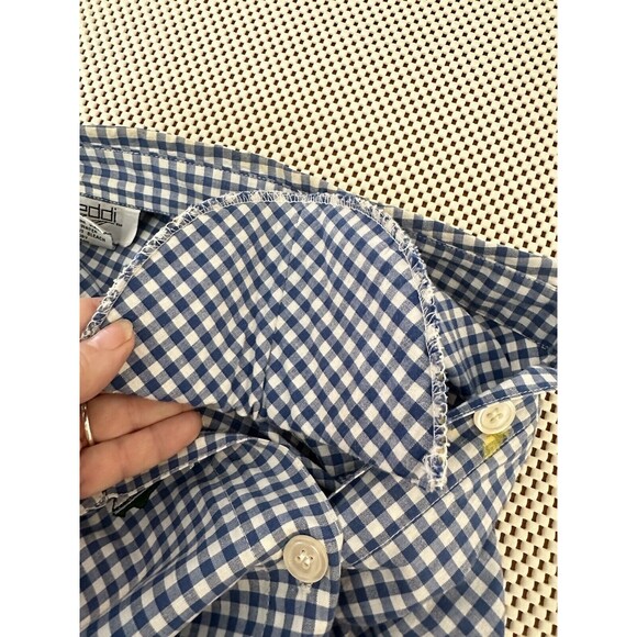 VINTAGE Teddi 1X Womens Top Button Shirt 80s Shoulder Pads Sail Boats GRANNYCORE - Picture 13 of 14